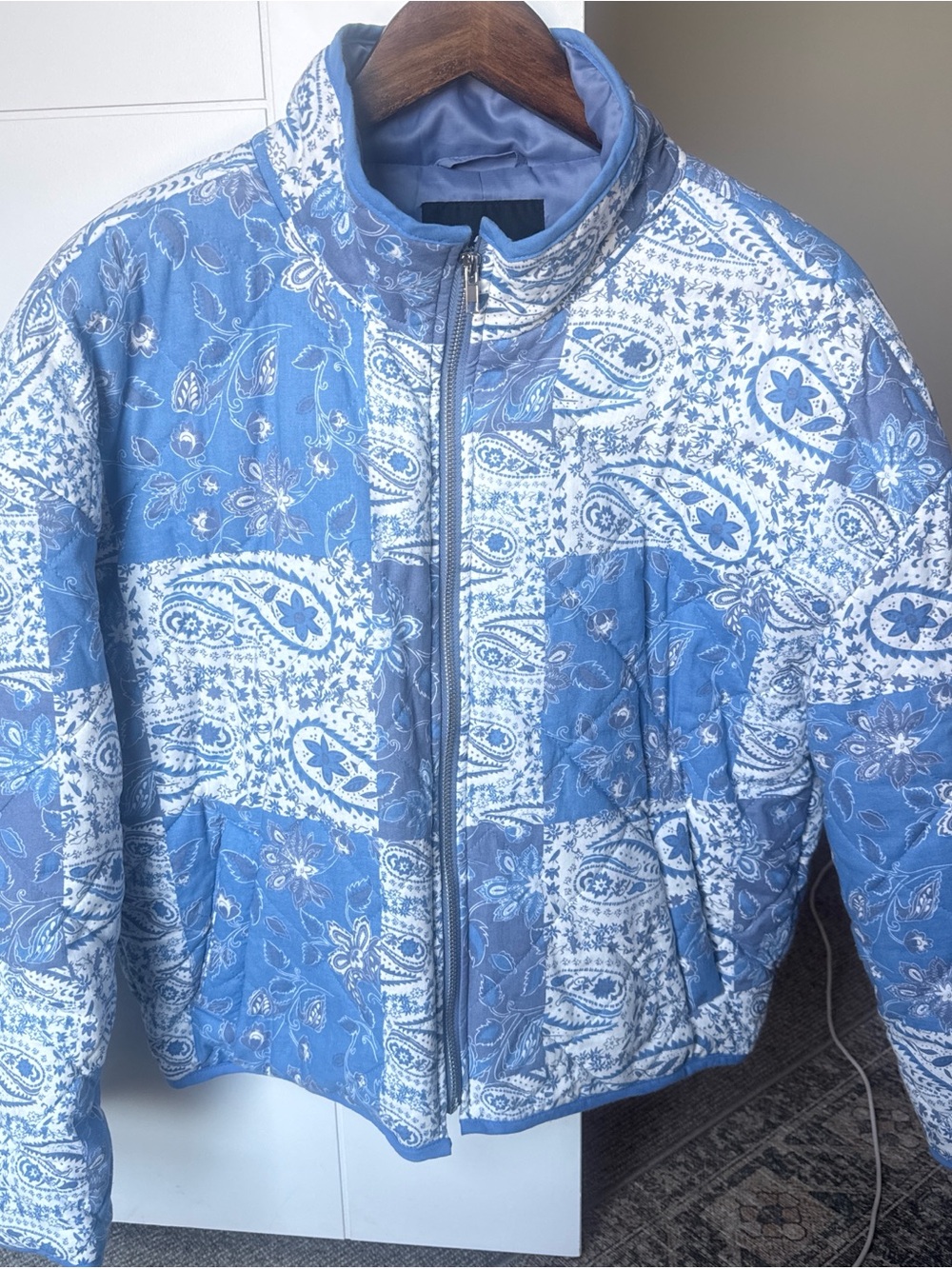 7 For All Mankind Blue Paisley Quilted Jacket